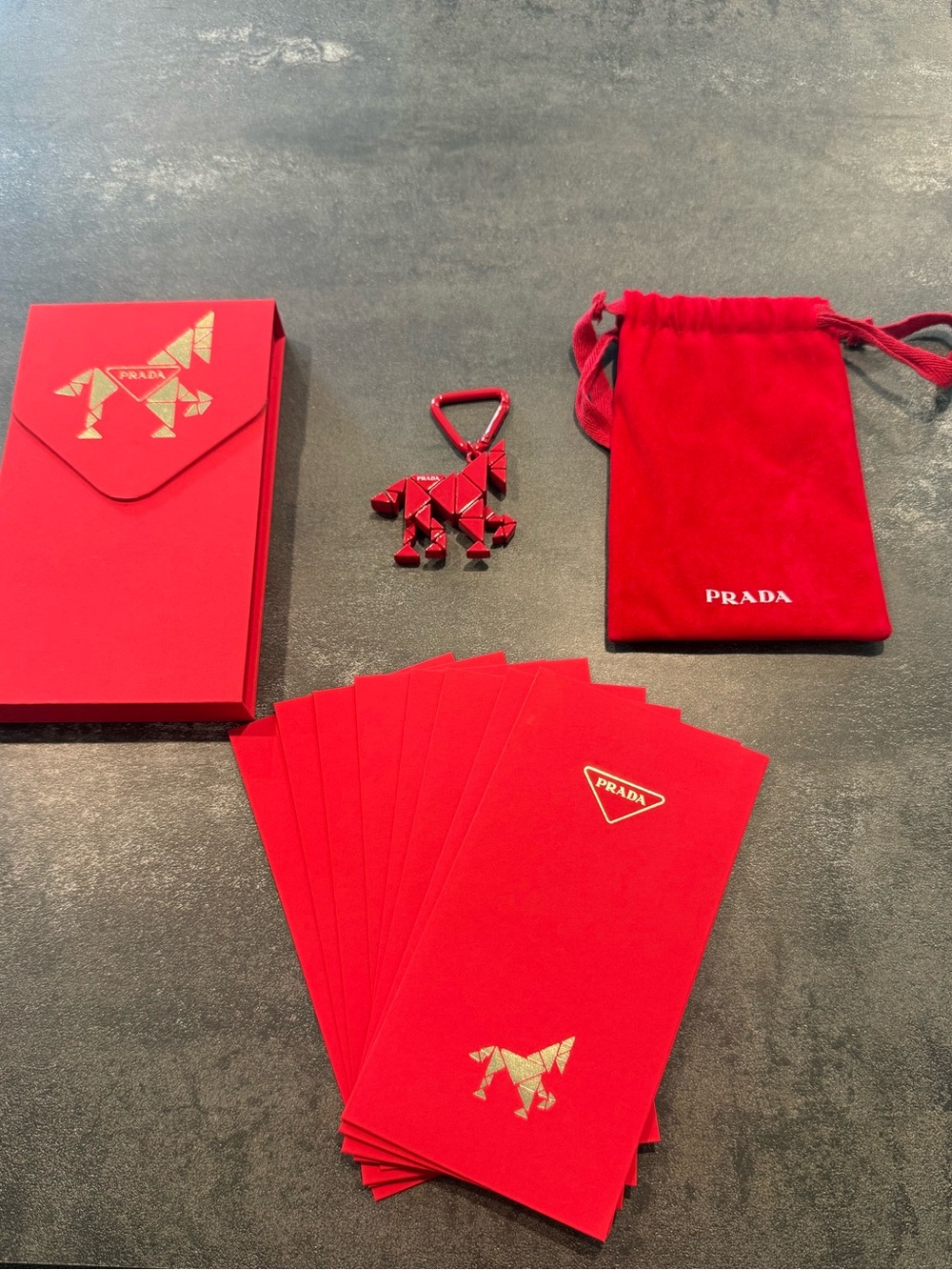 Prada Lunar New Year “Fire Horse” Bag Charm and Envelopes Set